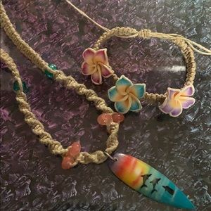 Hemp Surfboard Necklace and Anklet